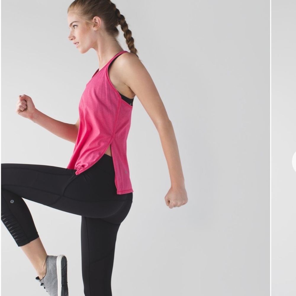 Lululemon Sweat It Out Racer - Yoga Running Sports Tank Top - Heathered Bon Bon